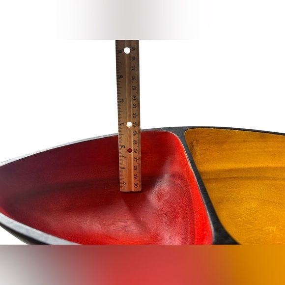 Wooden Red, Yellow, & Black Boat Shaped Serving Dish (Used - Great Condition) ✨ - Picture 3 of 6